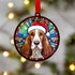 Basset Hound in Santa Hat Suncatcher Decoration